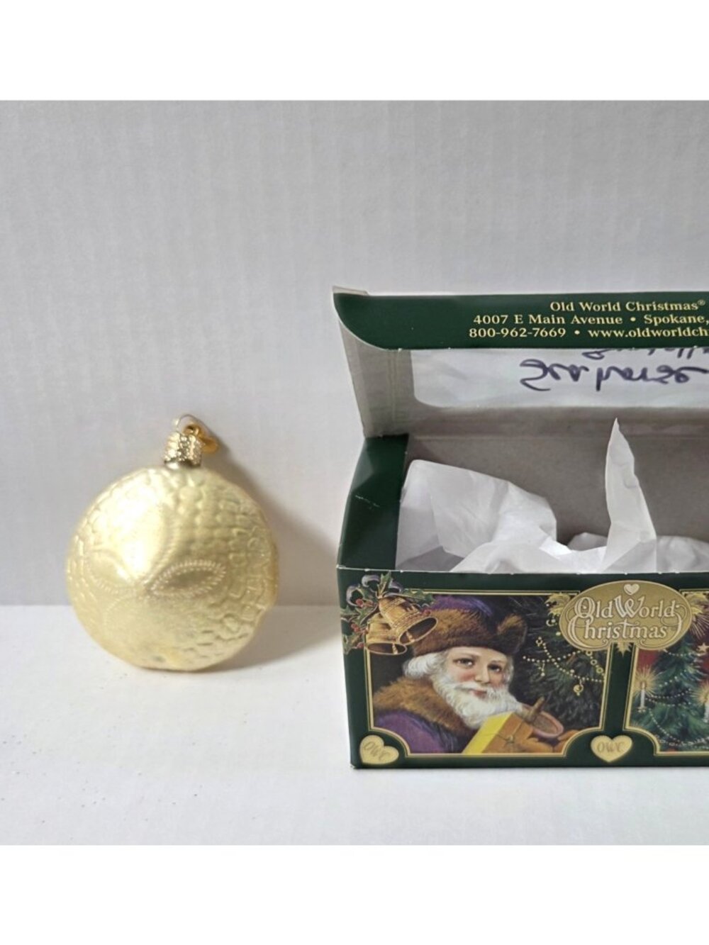 Old World Christmas Sand Dollar Glass Blown Ornament Shell Beach Tropical Box
